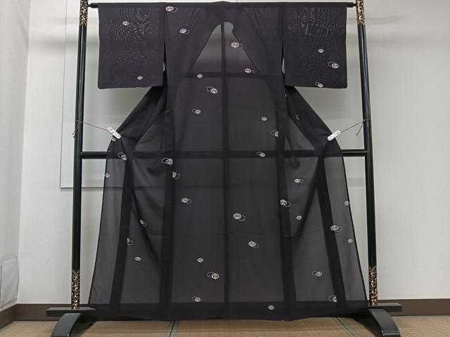 平和屋着物＊夏物　小紋　絽　亀甲文様　正絹　逸品　CABL6927xi