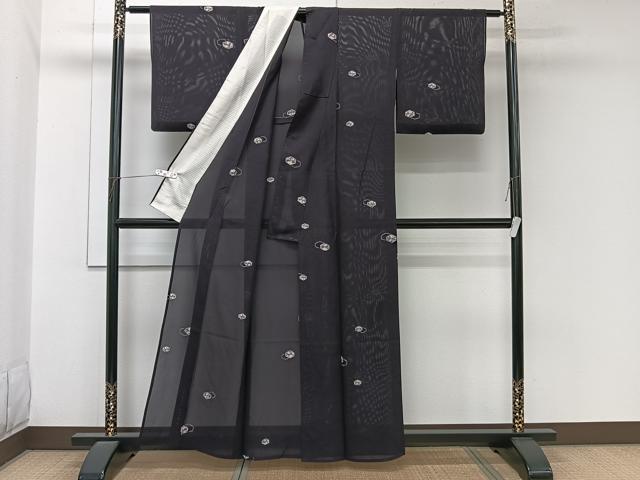 平和屋着物＊夏物　小紋　絽　亀甲文様　正絹　逸品　CABL6927xi