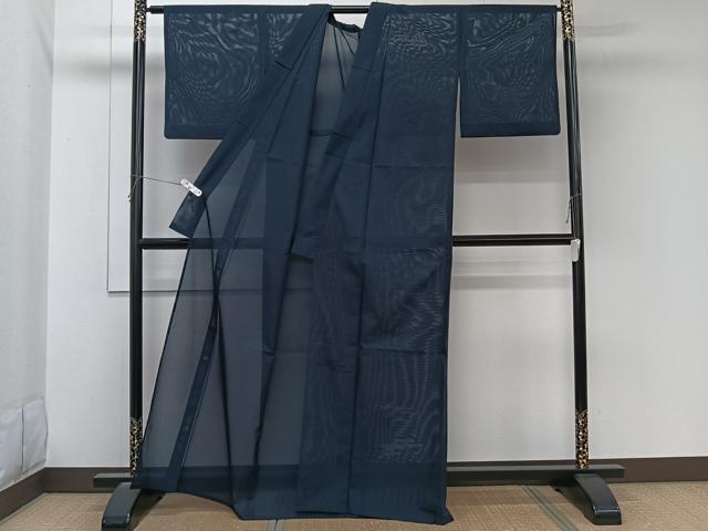 平和屋着物＊夏物　色無地　絽　絵霞文　濃藍色　洗える着物　CABL6929xi