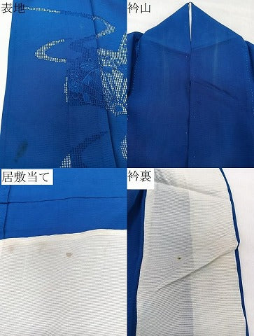 平和屋着物＊夏物　色留訪問着　絽　流水片輪車文　トロンワーグ　瑠璃紺色　正絹　逸品　CABL6933xi