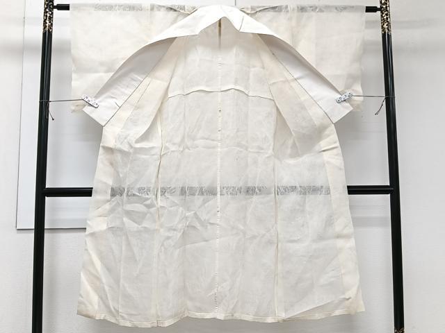 平和屋着物＊夏物　長襦袢　草花紋紗　生成り色　麻　逸品　CABL6937xi