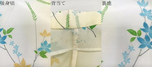 平和屋着物＊夏物　小紋　絽　枝草花文　洗える着物　CABL6938xi