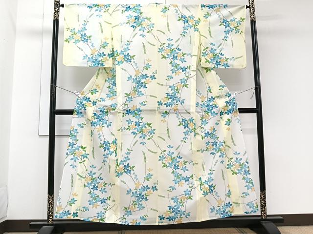 平和屋着物＊夏物　小紋　絽　枝草花文　洗える着物　CABL6938xi