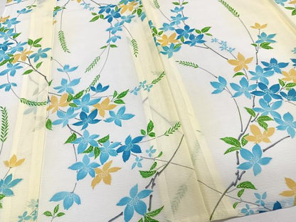 平和屋着物＊夏物　小紋　絽　枝草花文　洗える着物　CABL6938xi