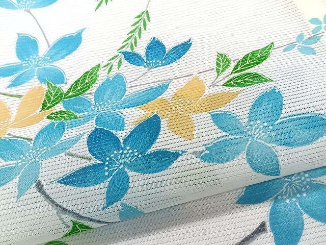 平和屋着物＊夏物　小紋　絽　枝草花文　洗える着物　CABL6938xi