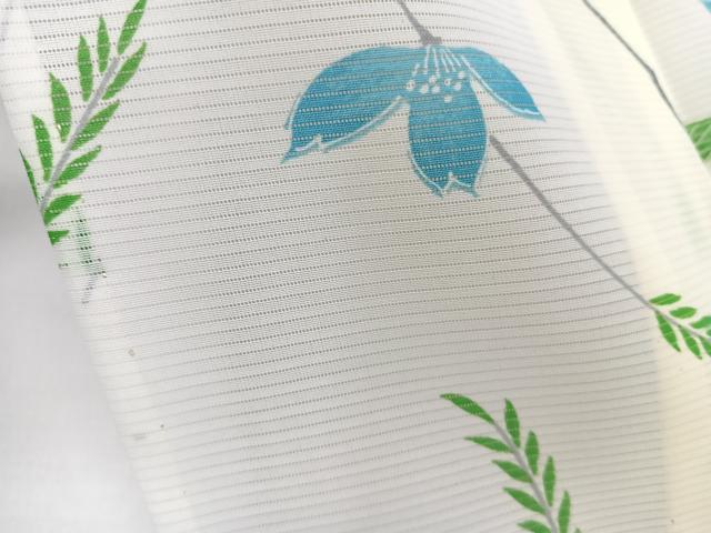 平和屋着物＊夏物　小紋　絽　枝草花文　洗える着物　CABL6938xi
