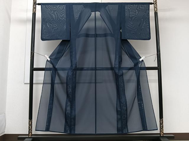 平和屋着物＊夏物　色無地　絽　濃藍色　洗える着物　未使用　CABL6941xi