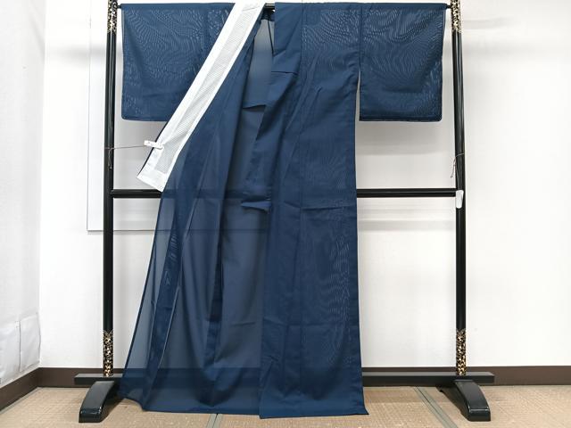 平和屋着物＊夏物　色無地　絽　留紺色　洗える着物　未使用　CABL6942xi