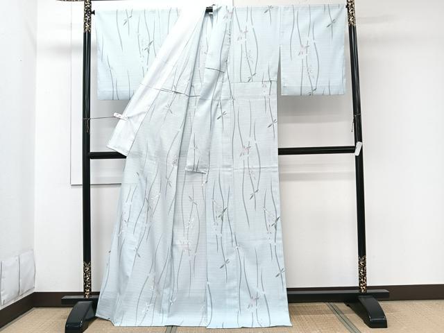 平和屋着物＊夏物　小紋　絽　草花文　洗える着物　CABL6947xi