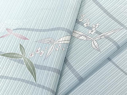平和屋着物＊夏物　小紋　絽　草花文　洗える着物　CABL6947xi