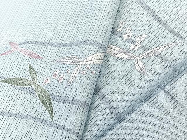 平和屋着物＊夏物　小紋　絽　草花文　洗える着物　CABL6947xi