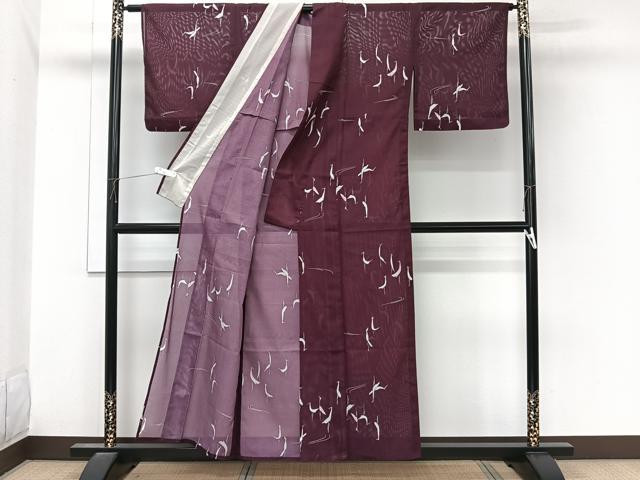 平和屋着物＊夏物　小紋　絽　鶴　洗える着物　CABL6950xi