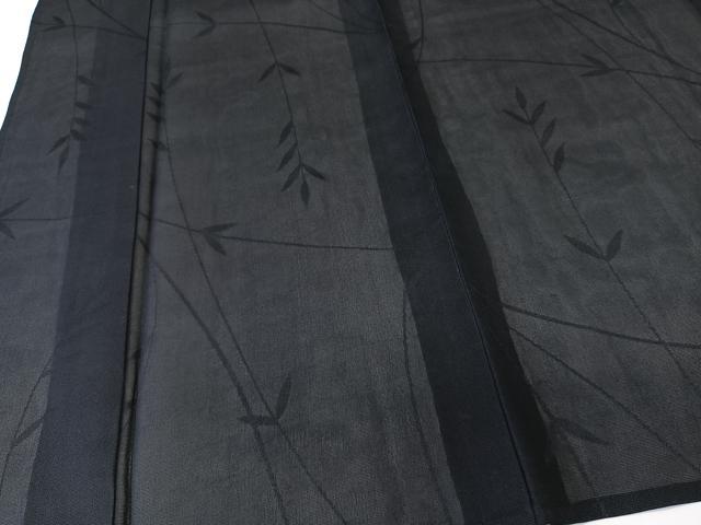 平和屋着物＊夏物　色無地　紗　枝葉文　紫黒色　正絹　逸品　CABL6953xi