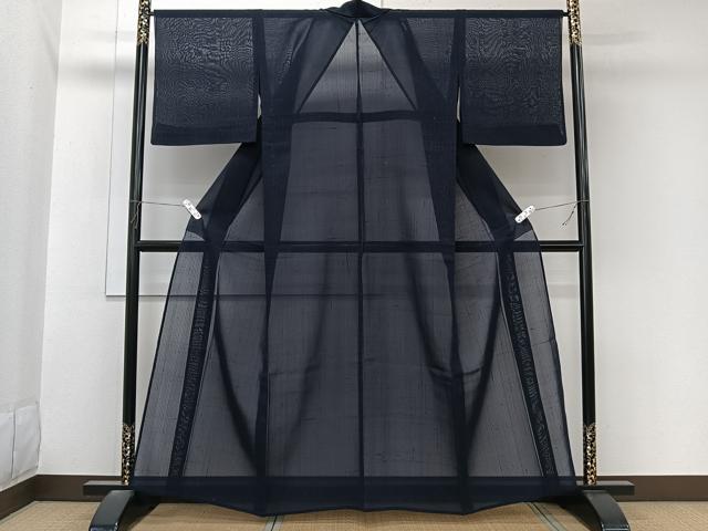 平和屋着物＊夏物　紗紬　縞　正絹　逸品　CABL6955xi