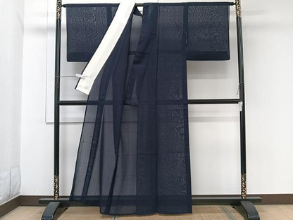 平和屋着物＊夏物　紗紬　縞　正絹　逸品　CABL6955xi