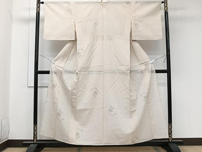 平和屋着物＊夏物　夏結城　紗紬　100亀甲　飛び亀甲　花唐草文　正絹　逸品　CABL6962xi