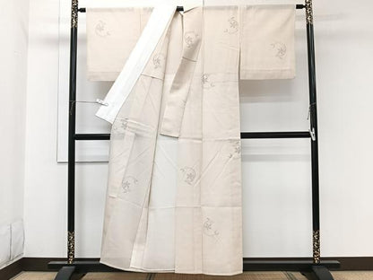平和屋着物＊夏物　夏結城　紗紬　100亀甲　飛び亀甲　花唐草文　正絹　逸品　CABL6962xi
