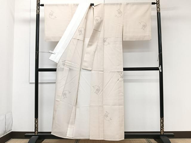 平和屋着物＊夏物　夏結城　紗紬　100亀甲　飛び亀甲　花唐草文　正絹　逸品　CABL6962xi