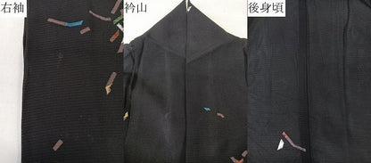 平和屋着物＊夏物　小紋　絽　抽象文　黒地　正絹　逸品　CABL6973xi