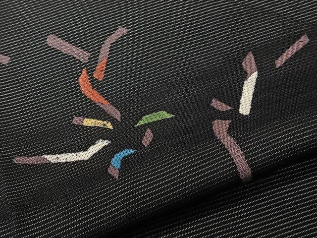 平和屋着物＊夏物　小紋　絽　抽象文　黒地　正絹　逸品　CABL6973xi