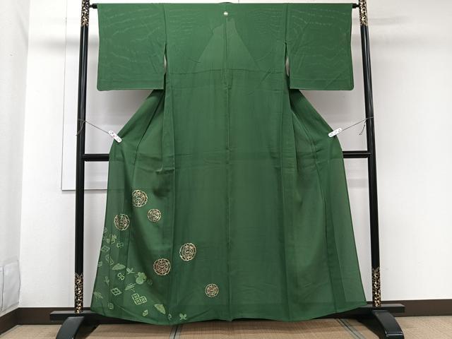 平和屋着物＊夏物　色留袖　縦絽　正倉院宝文　金彩　正絹　逸品　CABL6976xi