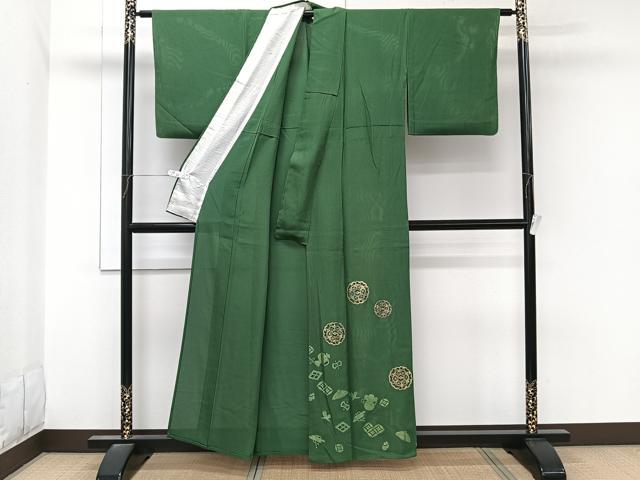 平和屋着物＊夏物　色留袖　縦絽　正倉院宝文　金彩　正絹　逸品　CABL6976xi