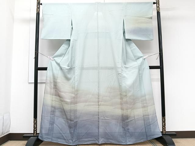 平和屋着物＊夏物　訪問着　絽　雲文　暈し染め　正絹　逸品　CABL6977xi