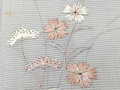 平和屋着物＊夏物　訪問着　絽　刺繍　草花文　暈し染め　銀彩　正絹　逸品　CABL6979xi