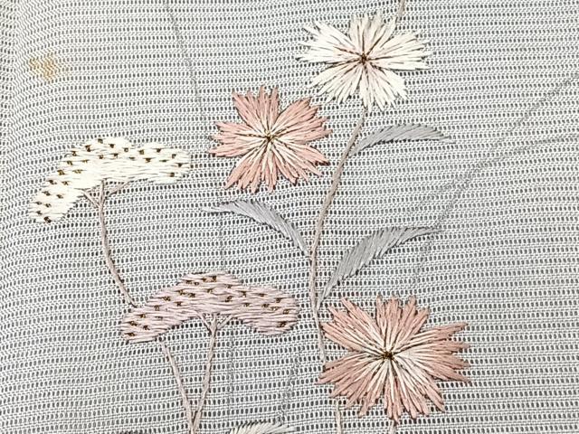 平和屋着物＊夏物　訪問着　絽　刺繍　草花文　暈し染め　銀彩　正絹　逸品　CABL6979xi