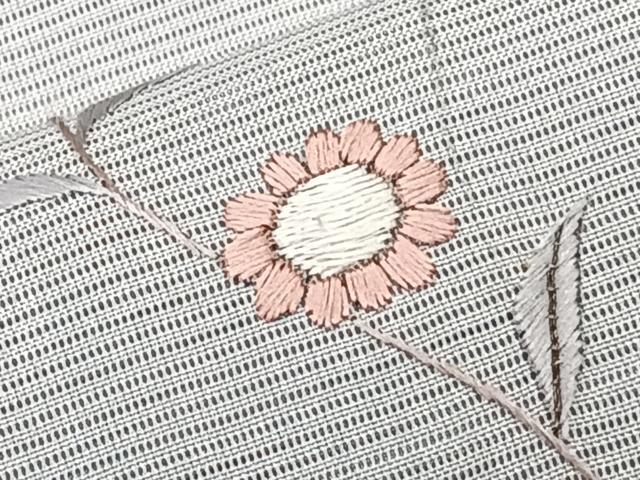 平和屋着物＊夏物　訪問着　絽　刺繍　草花文　暈し染め　銀彩　正絹　逸品　CABL6979xi