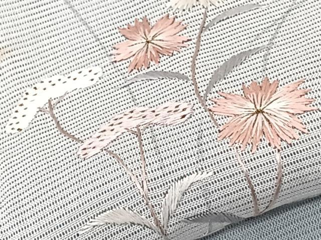 平和屋着物＊夏物　訪問着　絽　刺繍　草花文　暈し染め　銀彩　正絹　逸品　CABL6979xi