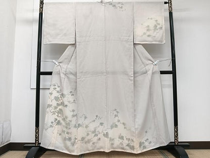 平和屋着物▽訪問着　無双　紗袷　紗×絽　手描き　葡萄蔦の葉文　正絹　逸品　CABL6991xi