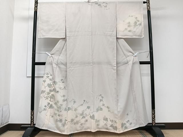 平和屋着物▽訪問着　無双　紗袷　紗×絽　手描き　葡萄蔦の葉文　正絹　逸品　CABL6991xi