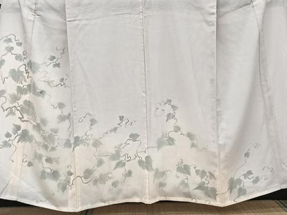 平和屋着物▽訪問着　無双　紗袷　紗×絽　手描き　葡萄蔦の葉文　正絹　逸品　CABL6991xi