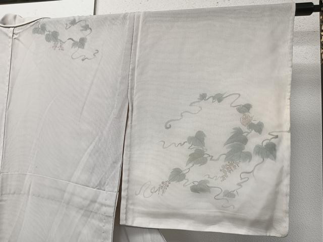 平和屋着物▽訪問着　無双　紗袷　紗×絽　手描き　葡萄蔦の葉文　正絹　逸品　CABL6991xi