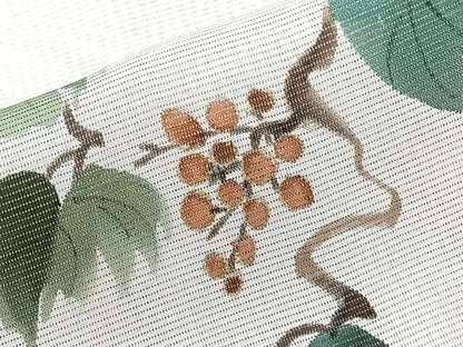 平和屋着物▽訪問着　無双　紗袷　紗×絽　手描き　葡萄蔦の葉文　正絹　逸品　CABL6991xi