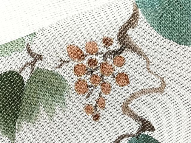 平和屋着物▽訪問着　無双　紗袷　紗×絽　手描き　葡萄蔦の葉文　正絹　逸品　CABL6991xi