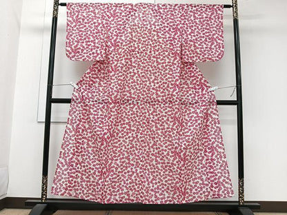 平和屋着物＊夏物　小紋　絽　楓文　洗える着物　CABL7014xi
