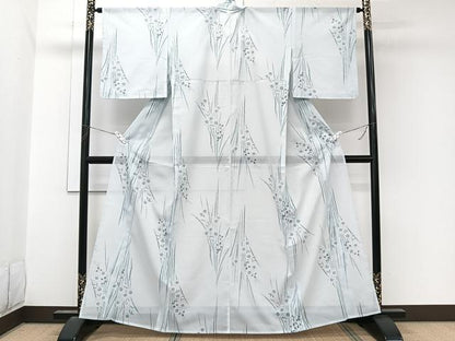 平和屋着物＊夏物　小紋　絽　草花文　洗える着物　未使用　CABL7019xi