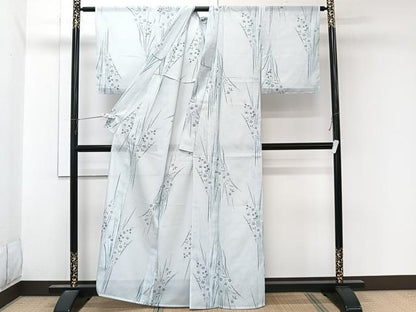 平和屋着物＊夏物　小紋　絽　草花文　洗える着物　未使用　CABL7019xi
