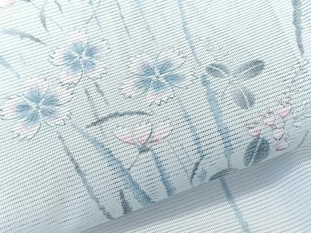 平和屋着物＊夏物　小紋　絽　草花文　洗える着物　未使用　CABL7019xi