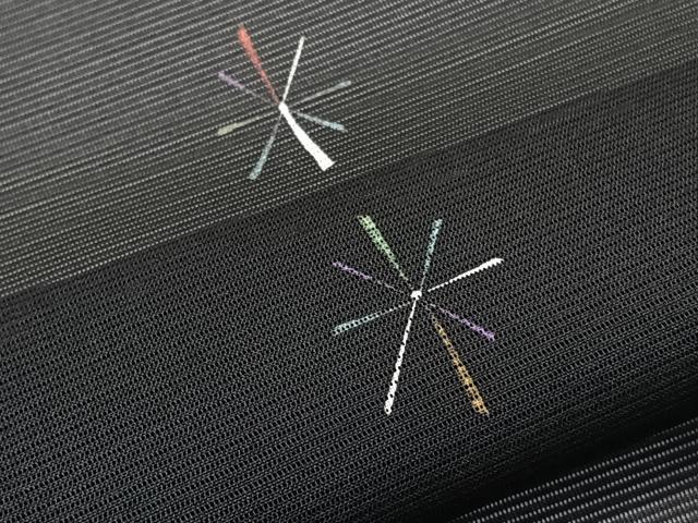 平和屋着物＊夏物　小紋　絽　舞花文　黒地　洗える着物　未使用　CABL7020xi