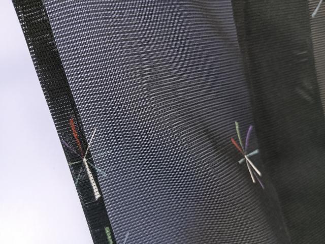 平和屋着物＊夏物　小紋　絽　舞花文　黒地　洗える着物　未使用　CABL7020xi