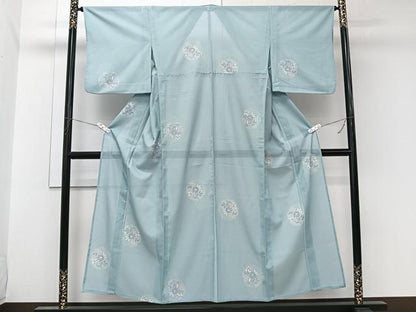 平和屋着物＊夏物　小紋　絽　草花文　洗える着物　CABL7022xi