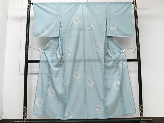 平和屋着物＊夏物　小紋　絽　草花文　洗える着物　CABL7022xi