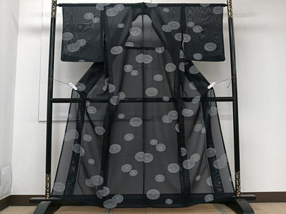 平和屋着物＊夏物　小紋　絽　渦巻文　さんび謹製　洗える着物　CABL7023xi