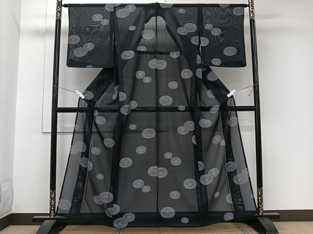 平和屋着物＊夏物　小紋　絽　渦巻文　さんび謹製　洗える着物　CABL7023xi