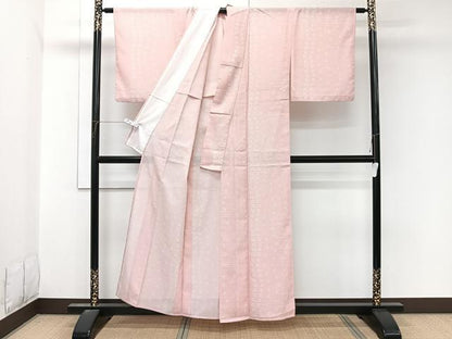 平和屋着物＊夏物　小紋　絽　舞花文　洗える着物　CABL7029xi