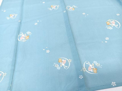 平和屋着物＊夏物　小紋　絽　兎花文　洗える着物　未使用　CABL7032xi
