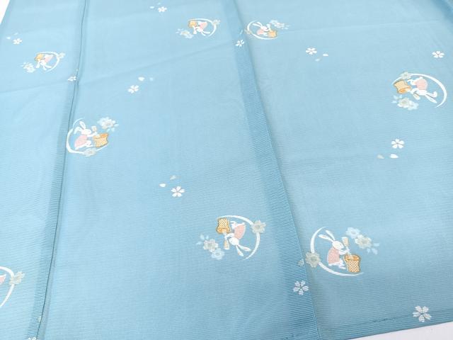 平和屋着物＊夏物　小紋　絽　兎花文　洗える着物　未使用　CABL7032xi